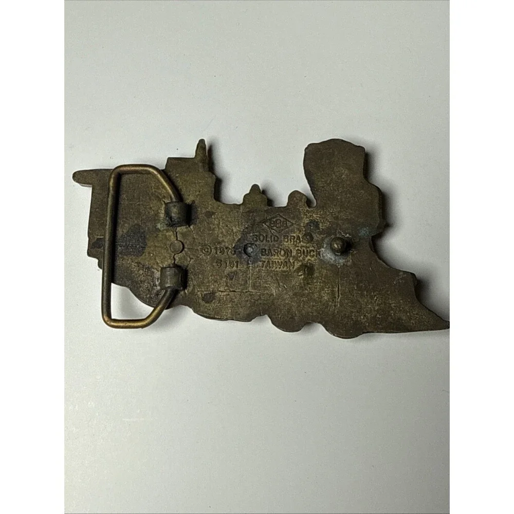 Vintage Steam Locomotive Rail Road Train 1978 Solid Brass Baron Belt Buckle BBB